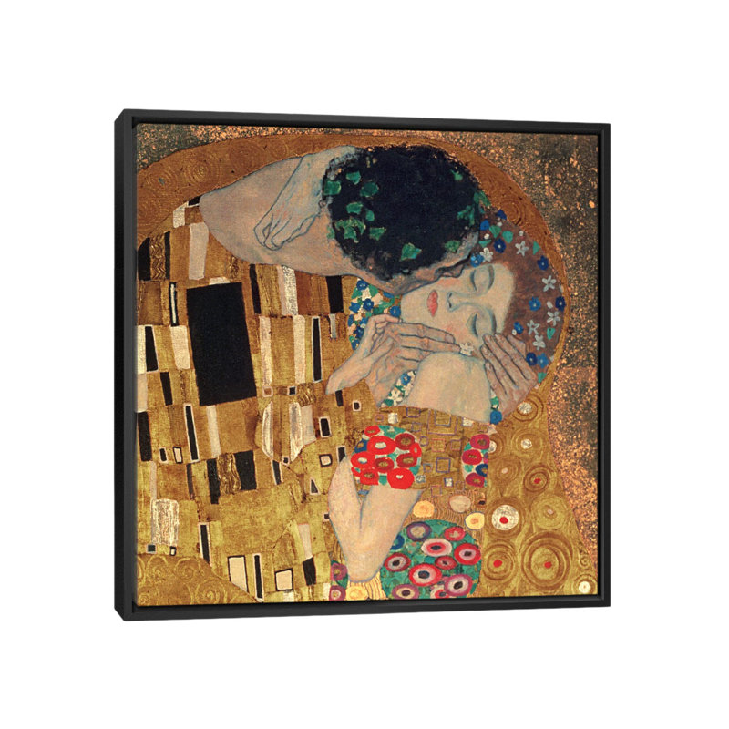«Il Bacio, Square Détail» par Gustav Klimt, impression sur toile tendue, H 18 po x l 18 po x P 1,5 po, Pas de tapis