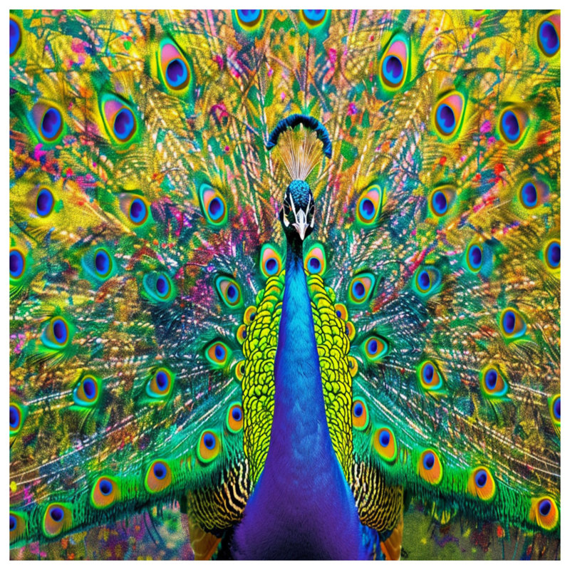 Vibrant Peacock Feathers Canvas Gallery Wrap in Many Sizes, 12 x 12 inches