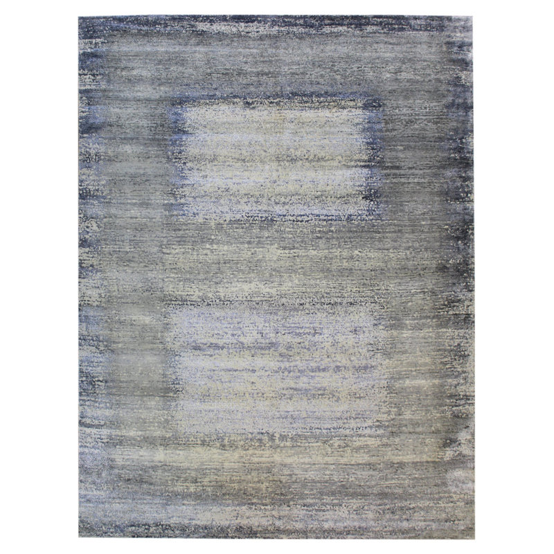 Tapis vert nouvel âge en laine tissé à la main de conception unique 9 pi x 12 pi