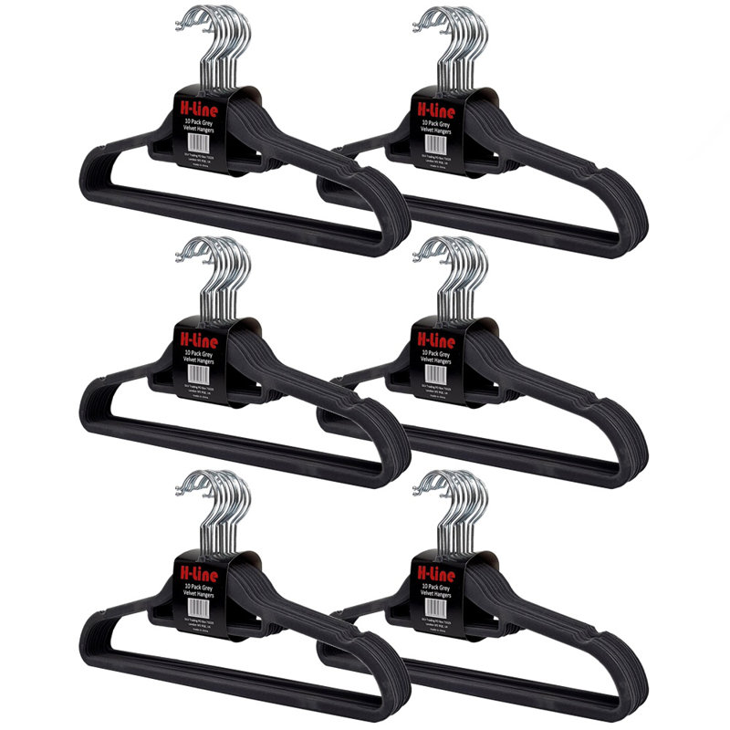 Velvet Standard Hanger for Dress/Shirt/Sweater, Grey