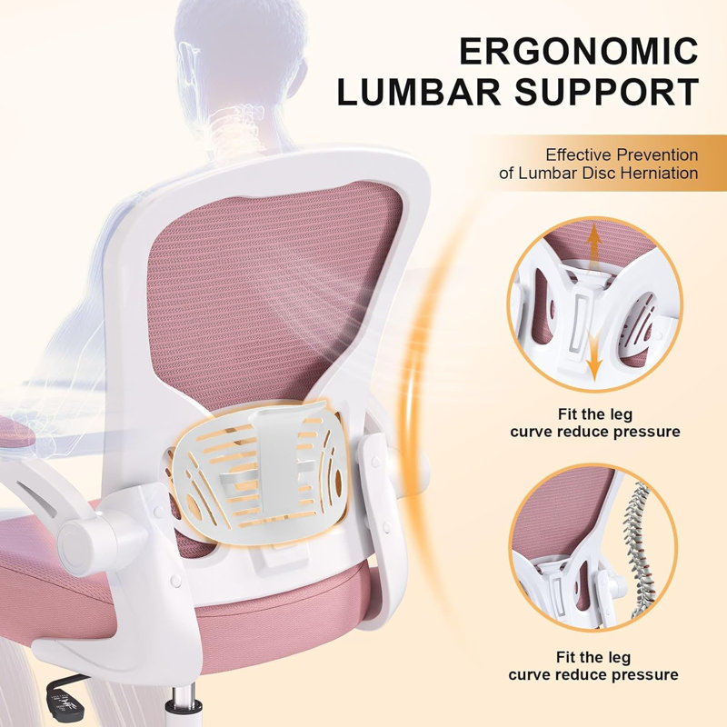 Office Chair, Ergonomic Desk Chairs 330LBS Capacity High Back Mesh Computer Chair With Flip-Up Armrests, Comfy Work With Adjustable Lumbar Support, Rolling Swivel Executive Task