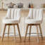Tabourets de bar à hauteur de comptoir, tabourets de bar pivotants avec dossier, tabourets de bar de 2,26 po en bois massif, tabourets de comptoir rembourrés en tissu de lin épais beige-2005185493-2005728307