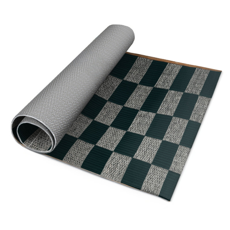 Tapis d'intérieur et d'extérieur à carreaux bleu, Rectangulaire 2 pi x 3 pi
