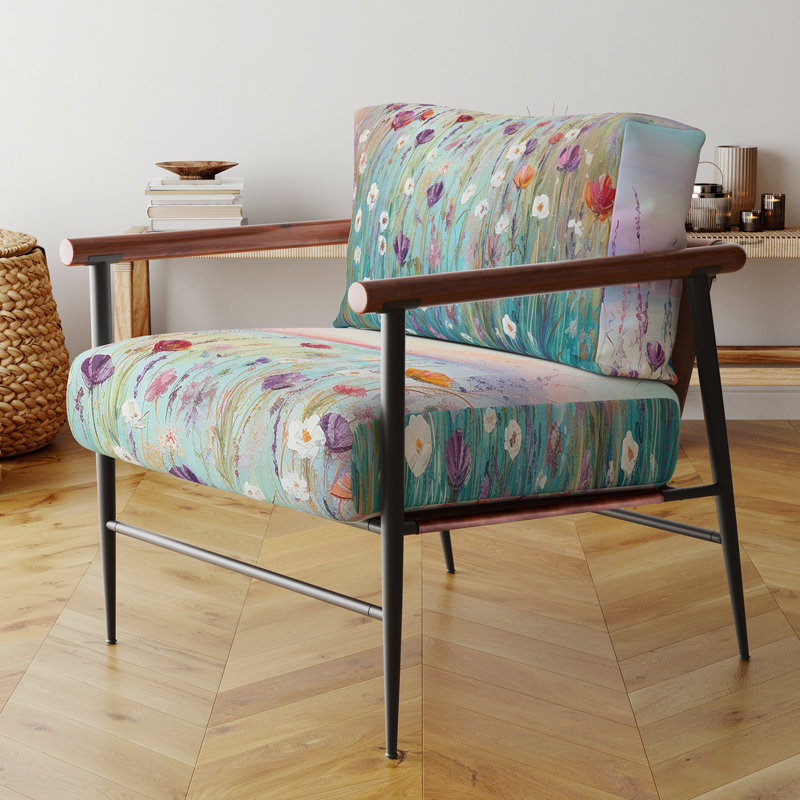 Fauteuil d'appoint rembourré Wild Flowers Meadows II, Noir