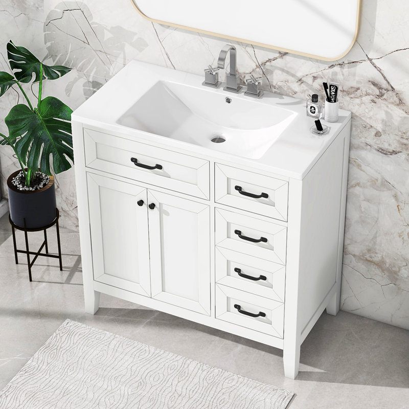 Shaylea 36'' Single Bathroom Vanity with Ceramic Top, White