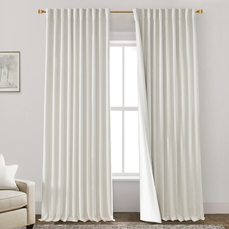 Boho Curtains 2 Panels,Blackout Curtains For Bedroom,70 Inch Extra Wide Black Out Large Window Linen Curtain Drapes ,70 Width By 90In Length,Cream