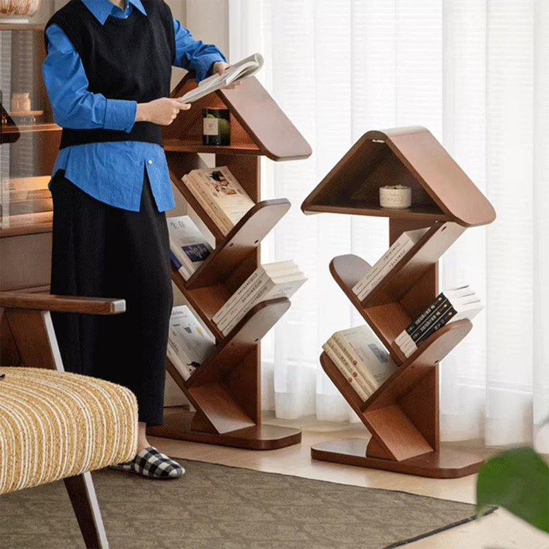 Bibliothèque standard en bois massif noyer moderne, (4 tablettes) H 37,8 po x l 21,81 po x P 9,06 po