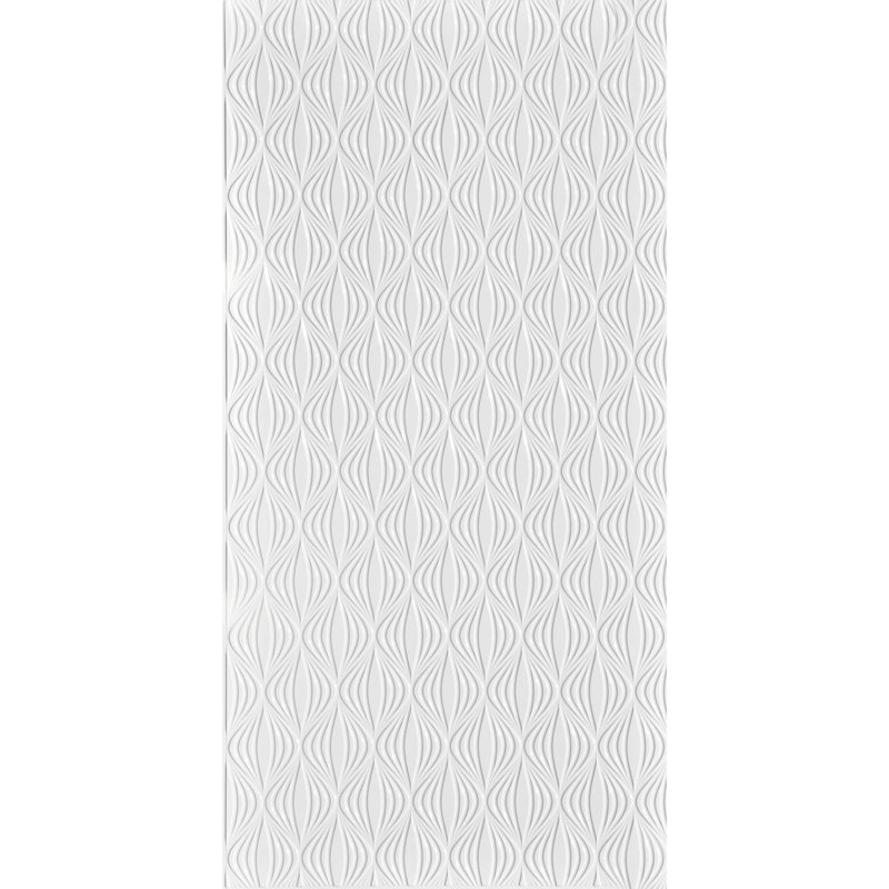 Shallot MirroFlex 4ft. x 8ft. Glue Up PVC 3D Wall Panels 96 sq.ft., Gloss White Paintable