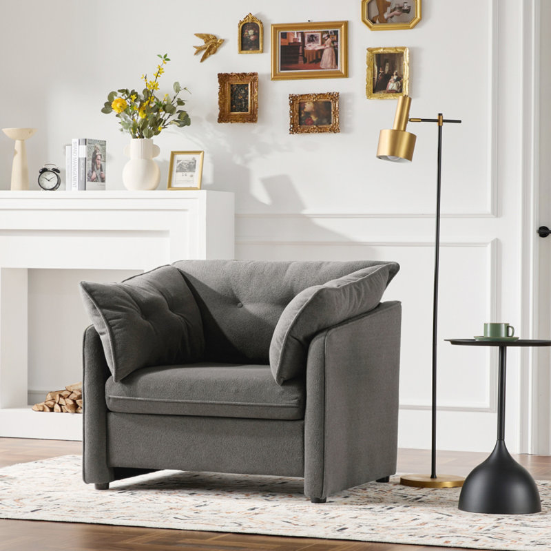 Fauteuil surdimensionné en chenille de style moderne avec méridienne simple pour salon, Gris