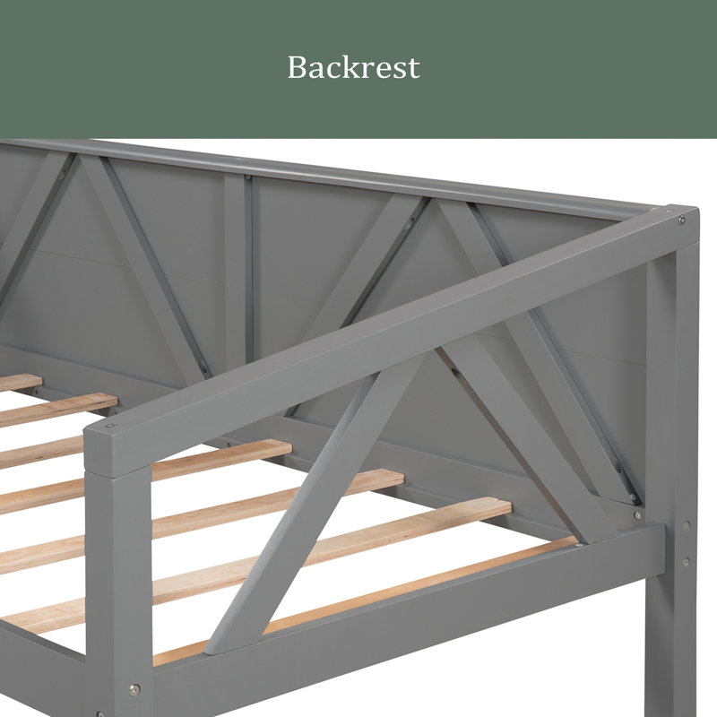 Twin Size Daybed, Wood Slat Support, Grey