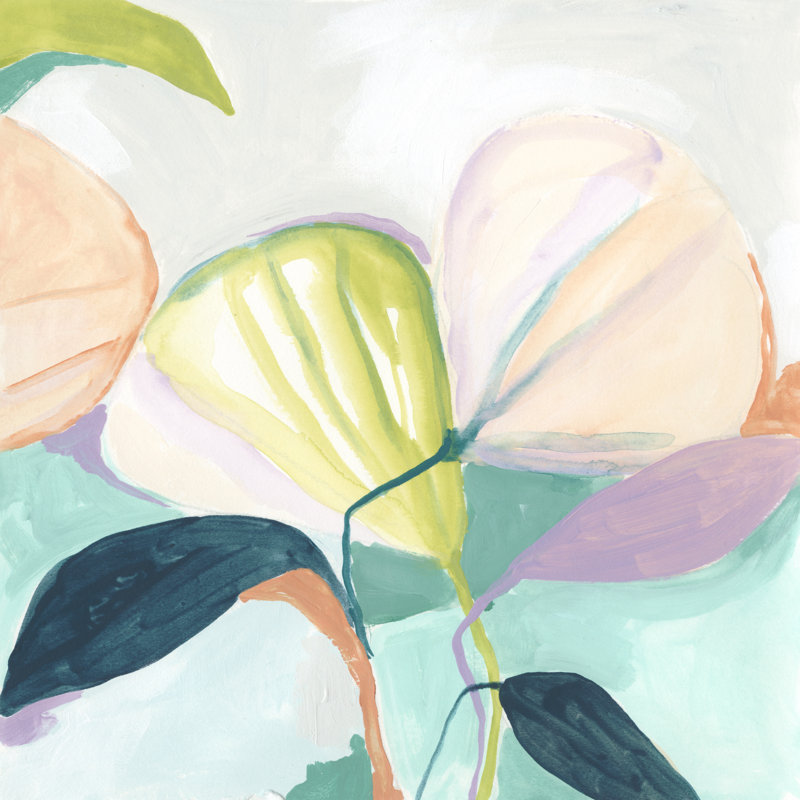 Fan Flowers I by June Erica Vess - Wrapped Canvas Painting, 122cm H x 122cm W