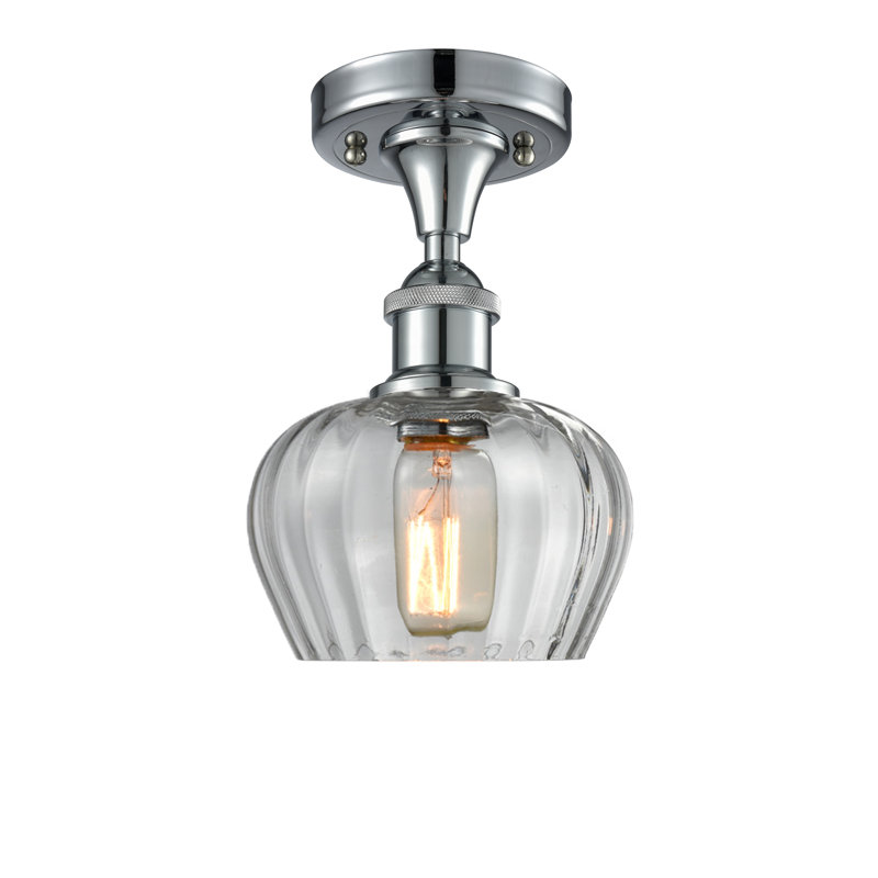 Patrina Glass Semi Flush Mount, Polished Chrome, Clear