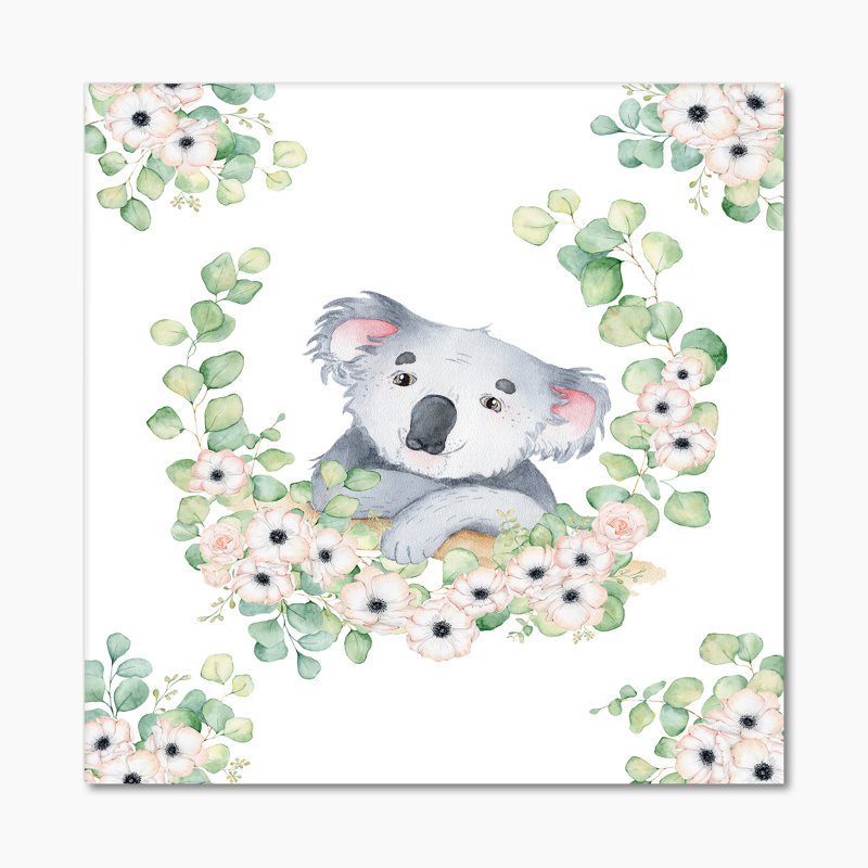 Adorable dessin de koala - reproduction d'art sur toile traditionnelle, H 36 po x l 36 po x P 1,5 po, Toile tendue
