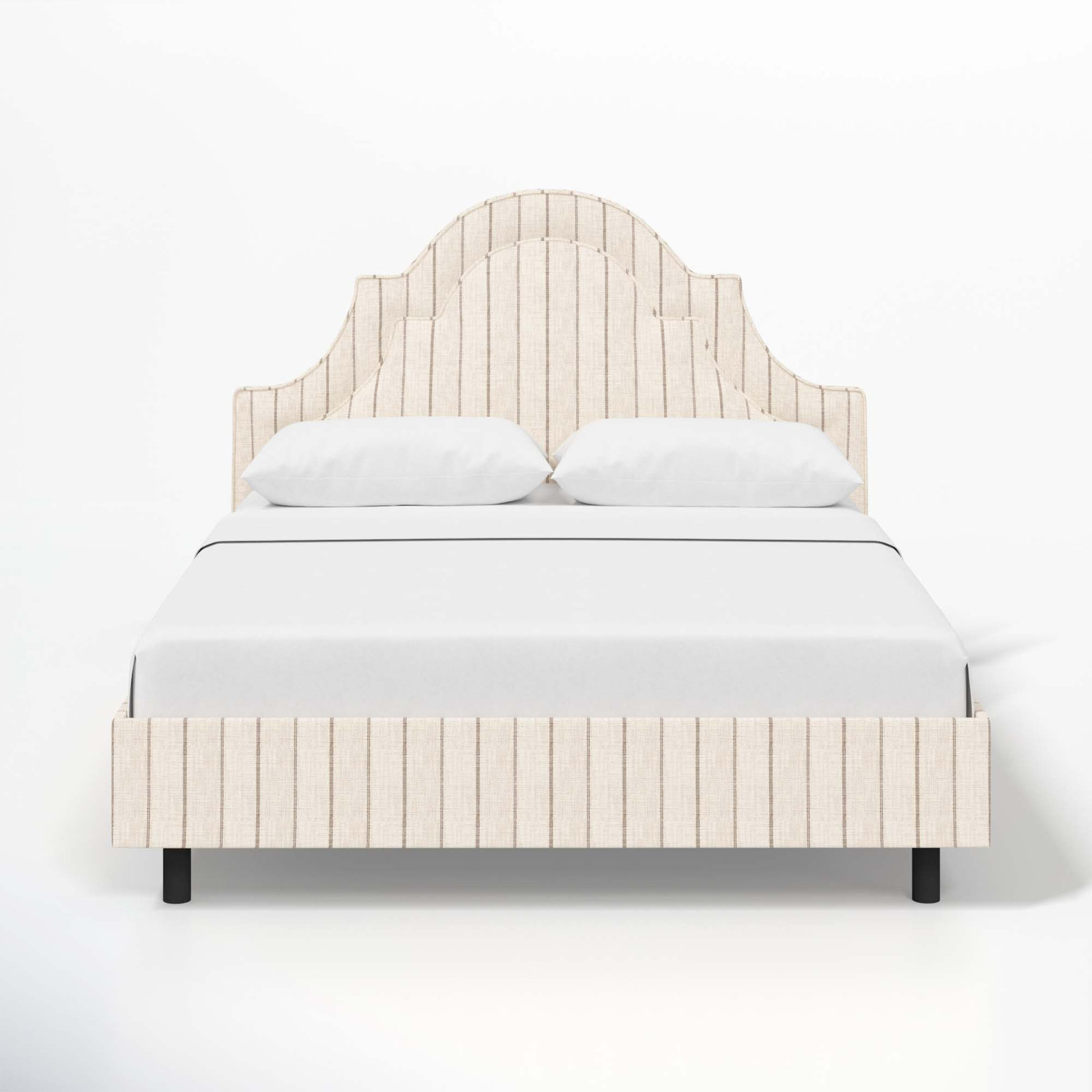Knipe Upholstered Bed, California King, Fritz Charcoal Stripe
