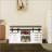 Modern Shoe Storage Bench, 2-Tier Entryway Bench with 2 Sliding Barn Doors & Full Soft Removable Seat Cushion for Entryway, Hallway, Bedroom