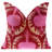 Handmade Silk Velvet Throw Pillow - 16X16, Red And Pink Traditional Design With Down Feather Insert