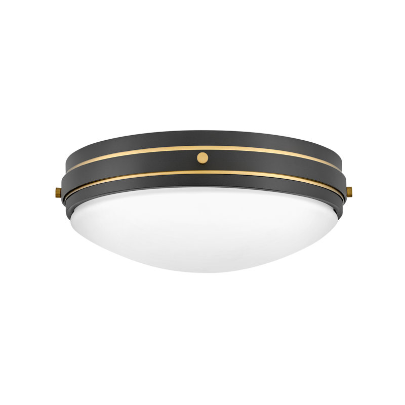 Oliver Bright Brass 3-Light LED Flush Mount with Etched Opal Shade