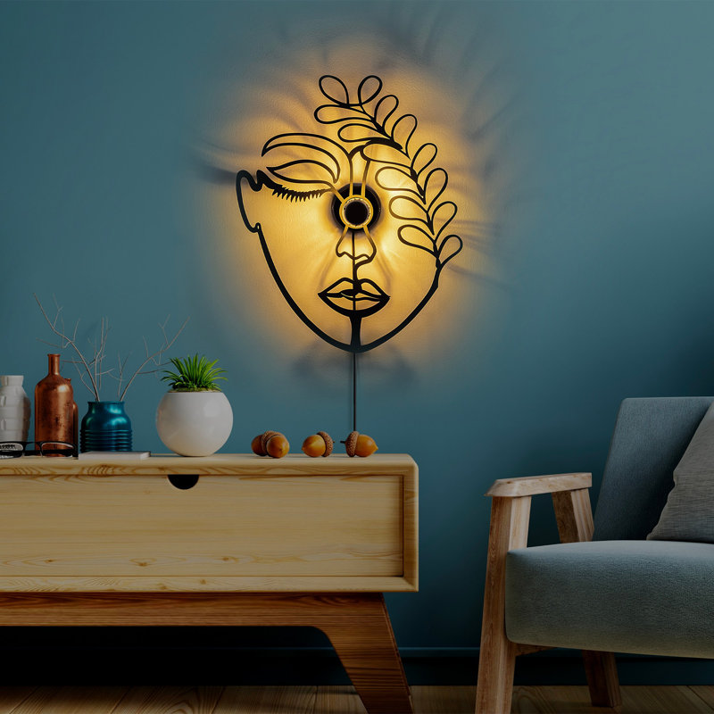 Élégante lampe murale en métal noir, 24,4 x 18,9 x 3,5 po | Fabrication 100% métal, 40 W | Câble de 6,6 pi, interrupteur marche / arrêt | IP20, options de connexion polyvalentes | Parfait pour la décoration intérieure et les espaces modernes