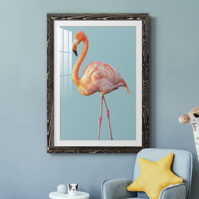 Flamant rose - cadre photo, H 31,5 po x l 23,5 po x P 1,5 po, Cadre noir