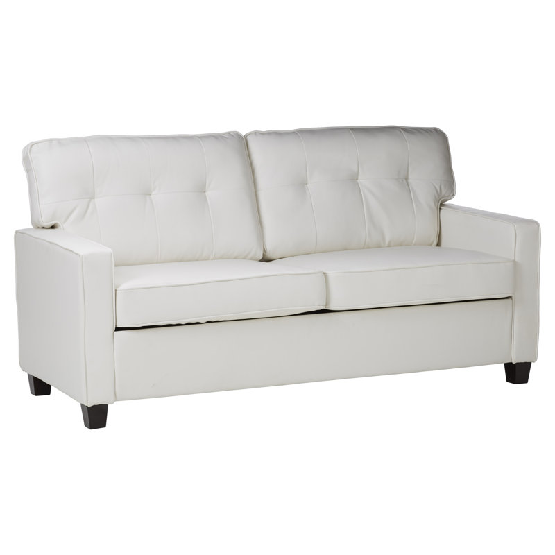 72'' Faux Leather Sofa, White