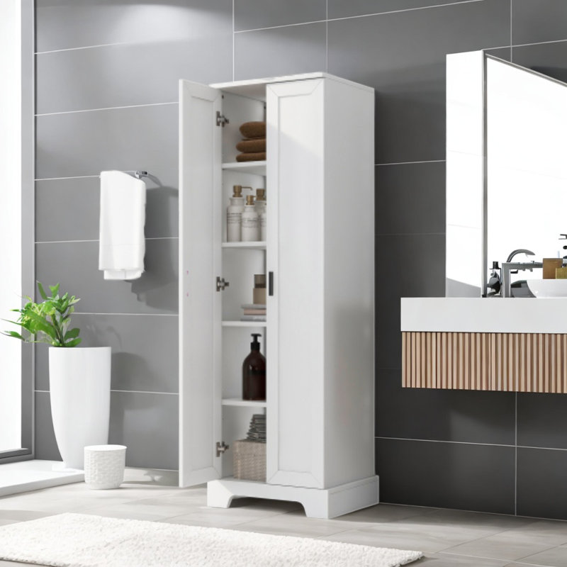 Florinel Freestanding Bathroom Cabinet, White