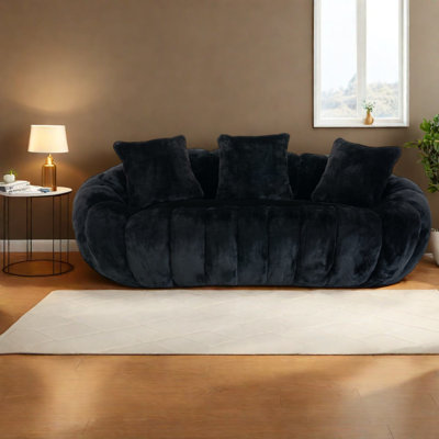 Floral Design Sofas, Ultra-soft Faux Fur, Modern Two-seater, Living Room