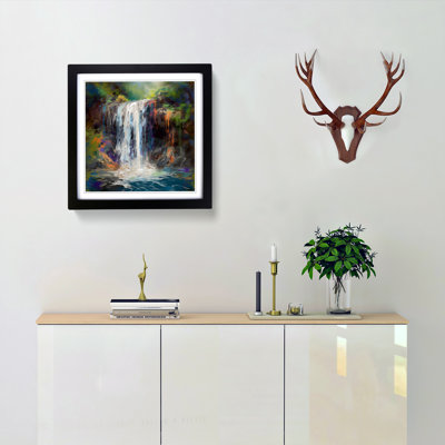 Waterfall Gestural Art No.1 - Single Picture Frame Print on Wood