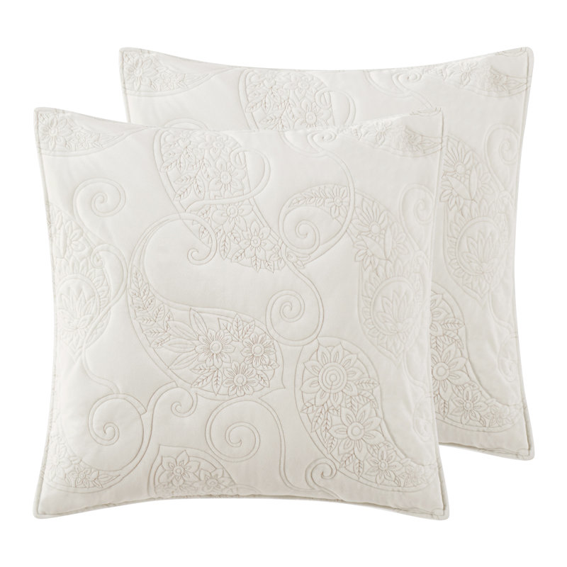Taie décorative européenne en velours crème - ensemble de 2