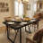 Vesta Modern 55" Rectangular Dining Table, Black Faux Marble Tabletop with Sturdy Metal Sled Base for Kitchen & Dining Room-71806695-74105744