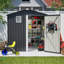 Metal Outdoor 6' X 4' Storage Shed In Black, Rustproof And Spacious, For Backyard Tools Bicycles, Secure Door Lock, Transparent Non Window, Hassle- Installation 6ft 4ft Steel Shed, Storage, Spacious