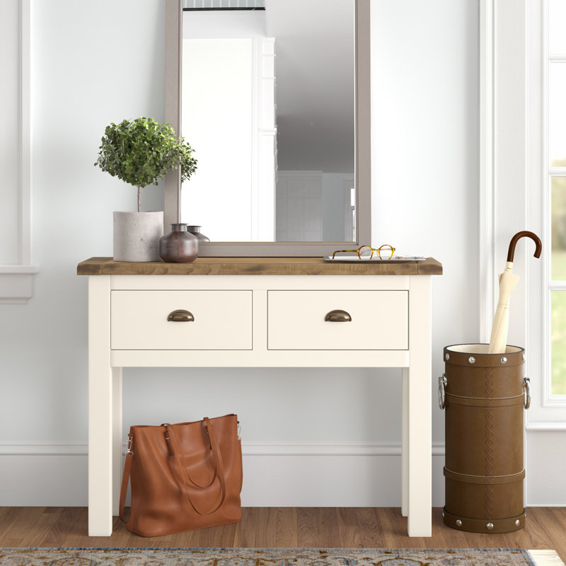 Gerald 100cm Console Table, White/ Antique Brass