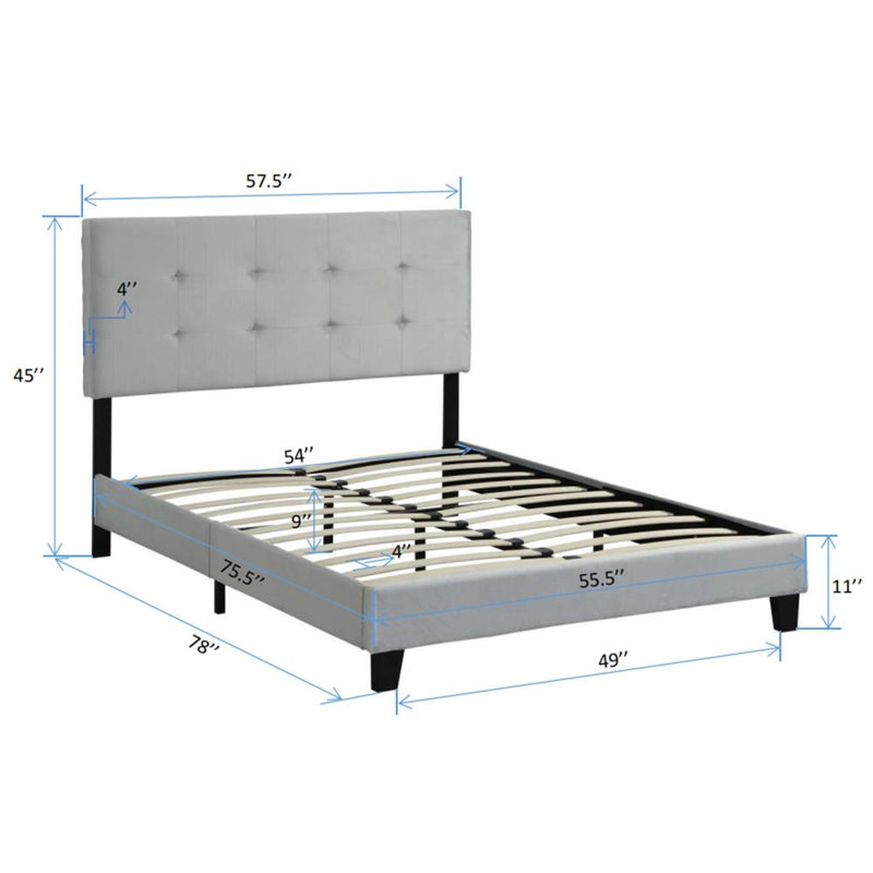 Full Upholstered Platform Bed