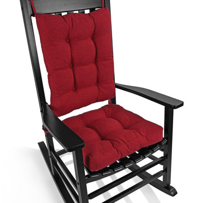 Ensemble de coussins pour chaise berçante, coussin de dossier et coussin d'assise avec attaches, en tissu tissé antidérapant, rouge.