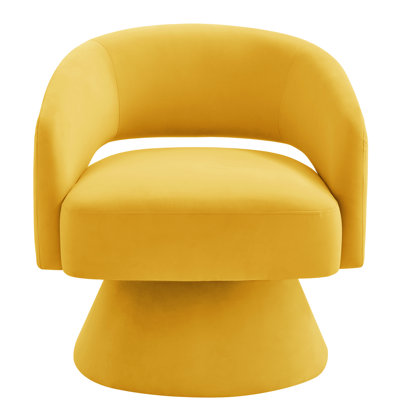 Chaise rembourrée jaune moderne, fauteuil pivotant à 360 degrés pour le bureau, siège confortable et velours de style contemporain au design élégant et confortable