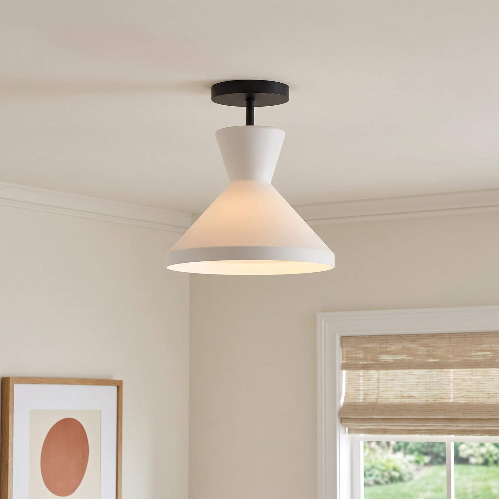 Davana Single Light Semi Flush Mount, Matte Black