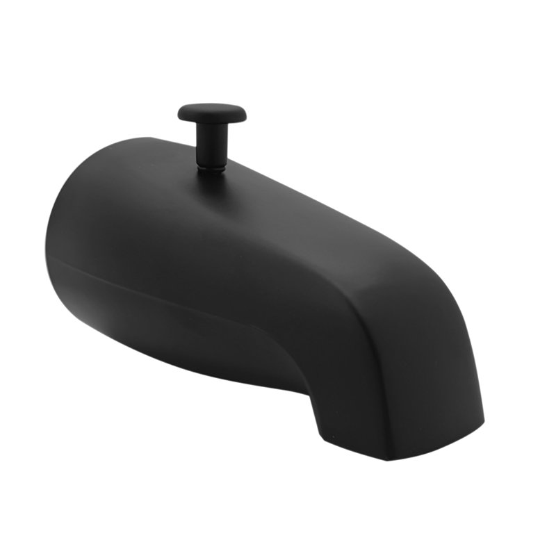 Bec de baignoire à inverseur 5-1 / 4 "avec connexion arrière IPS de 1/2" ou 3/4 ", Noir mat