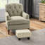 Petit tabouret de repose-pieds beige en lin