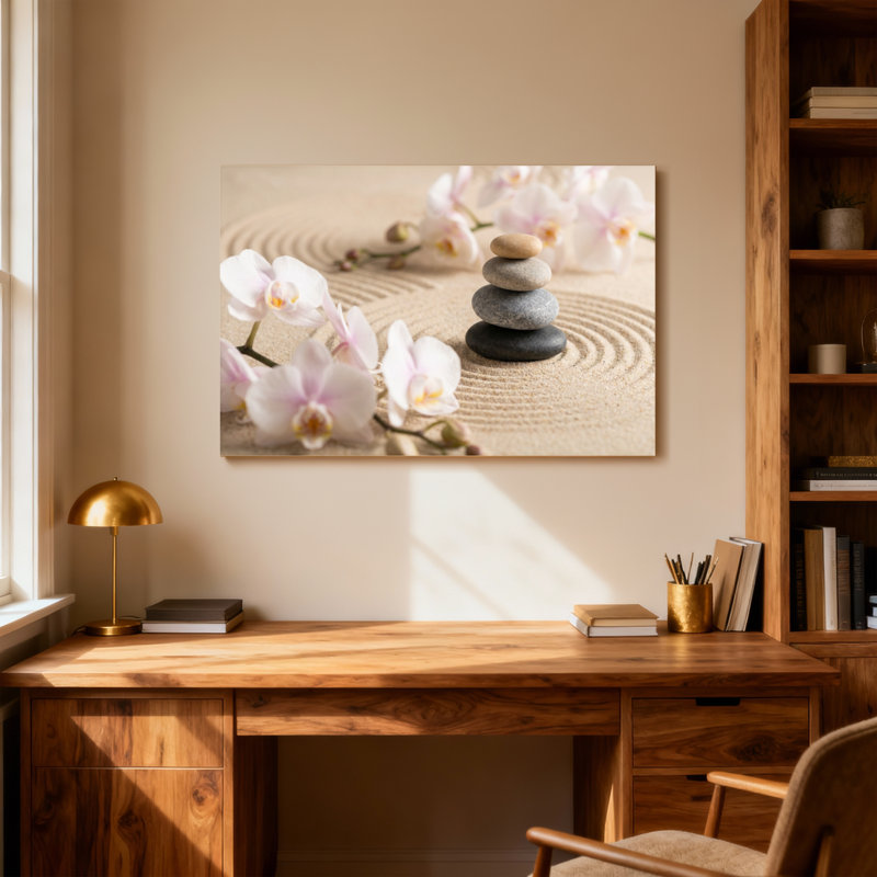 Motif zen et orchidées de jardin Fashion, H 12 po x l 18 po