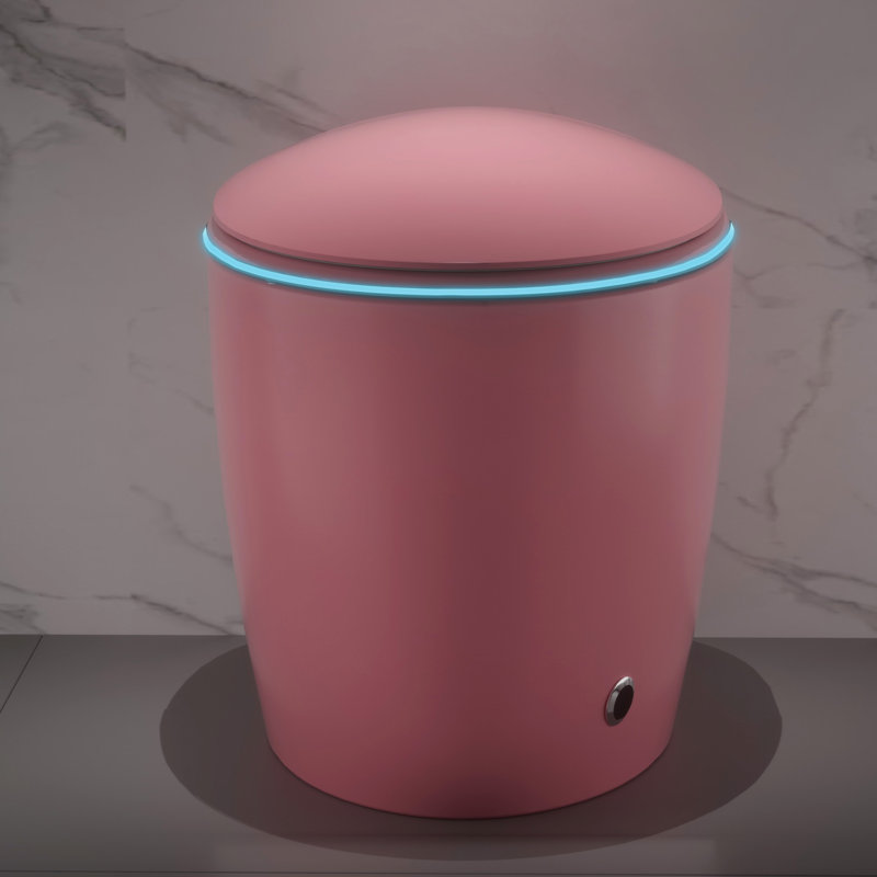 Modern Bathroom Fixture, Smart Toilet, Auto Open/Close, Warm Water, Pink Toilet With Bidet, Close Lid, Foot Sensor, Female Washing, Move Wash, Fixture
