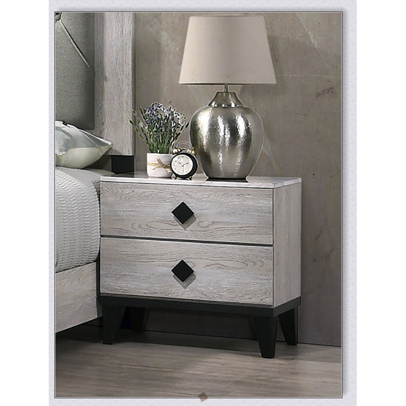 Retro-Styled Smithson Nightstand with Dual Drawers for Ample Storage and Durable Construction