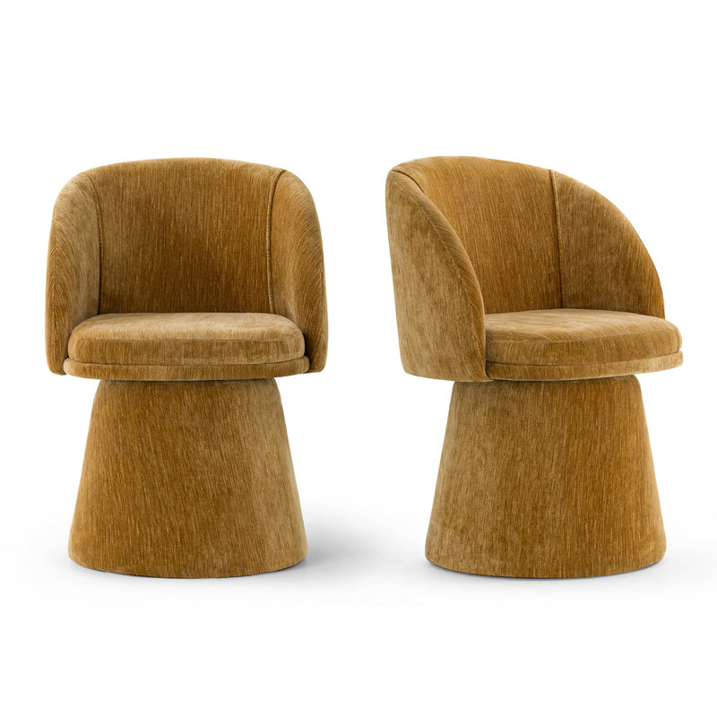 Ensemble de 2 fauteuils d'appoint pivotants rembourrés à dossier demi-tonneau, Yellow