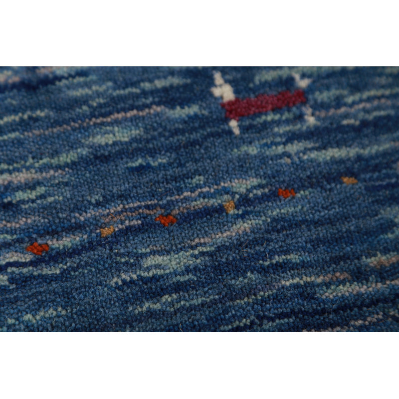 Blue Handmade Gabbeh Indian Runner Rug