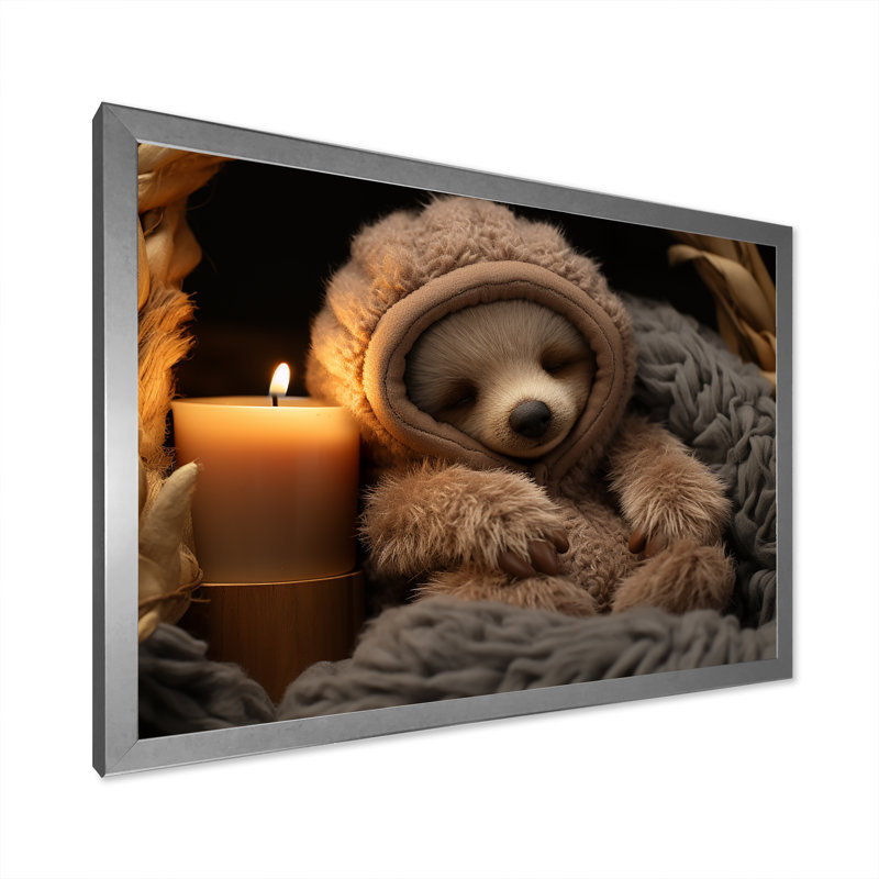 Brown Sloth Serenity Sleep - Slothwall Art, Silver Closed Corner Framed, 12" H x 20" W x 1" D