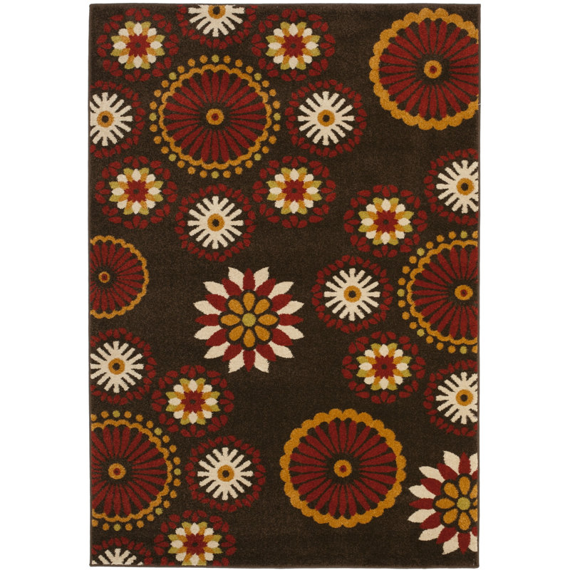 Tapis brun / rouge Layoune, Rectangle 5 pi 1 po x 7 pi 6 po