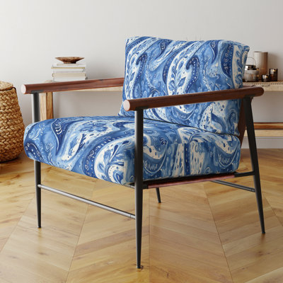 Chaise d'appoint moderne - Fauteuil bleu Paisley Harmony