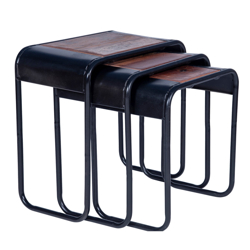 Ensemble de 3 tables emboîtables Rummond, Marron foncé