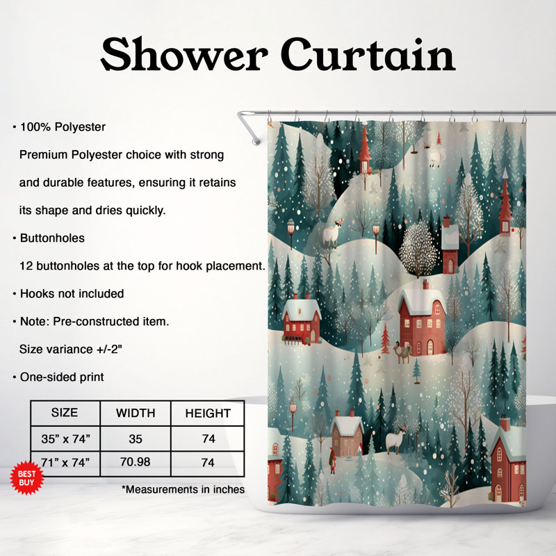 Noel Village - Rideau de douche Premium, H 74 po x l 71 po