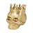 7" Gold Metal Skull with Crown Figurine - Modern Metallic Aluminum Decorative Sculpture for Home Office Bedroom Living Room Decor.