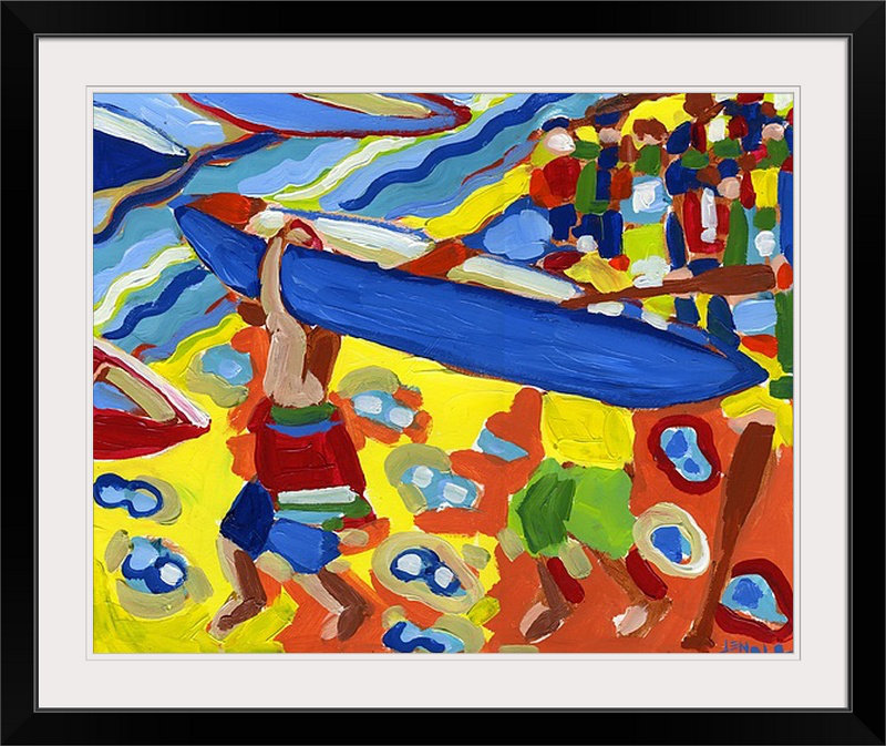 «Nolani The Boat Race» - reproduction, H 32 po x l 38 po x P 1 po, Cadre noir