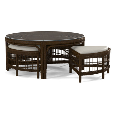 Raffles Rattan Cocktail Table with Benches